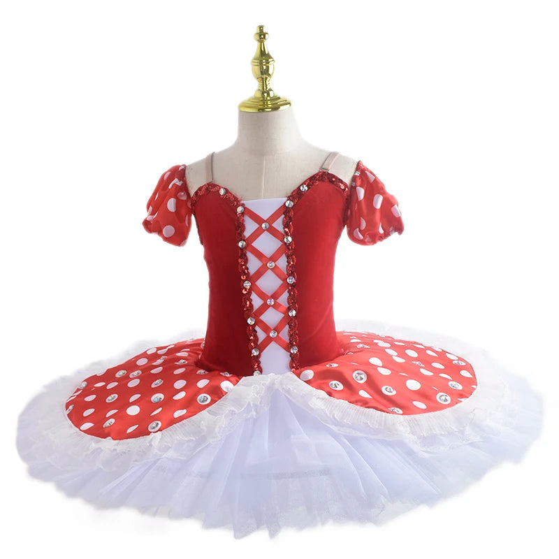Children Professional Ballet Tutu For Kids Girls Red Swan Lake Ballet Dance Clothes Adult Pancake Ballerina Figure Skating Dress