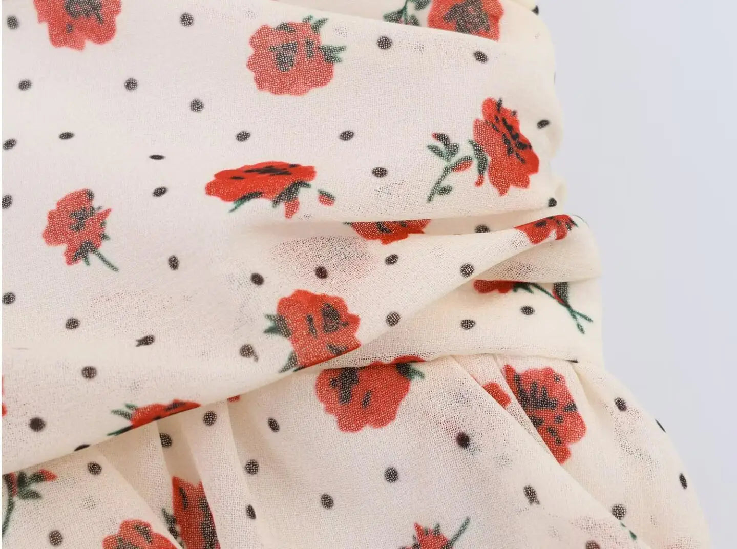 LIZAKOSHT  -  Sweet Beige Floral Print Cross Deep V neck Mini Sleeveless Dress Women Slim Waist Tierred Ruffles Cake Dresses A-lined Robe