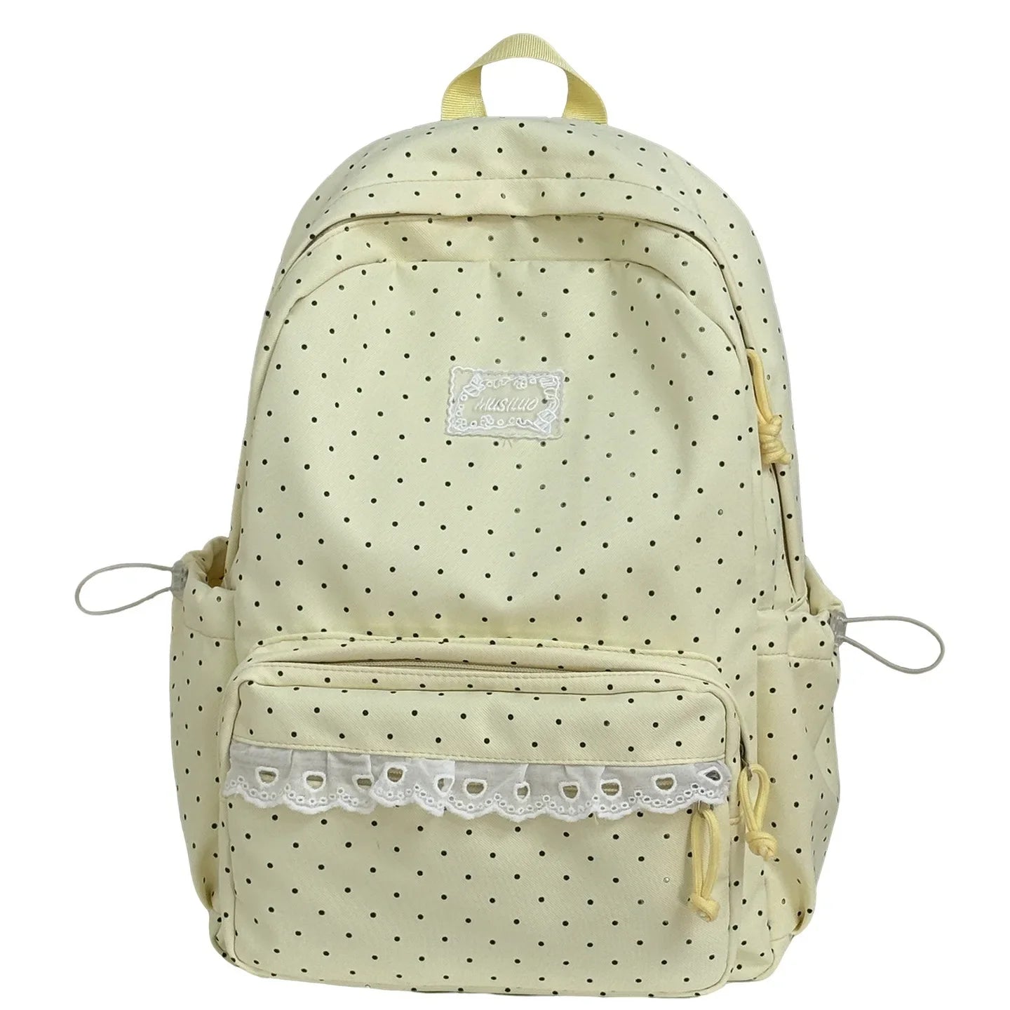 LIZAKOSHT  -  Fashion Polka Dot Travel Backpack Large Capacity Nylon Student Schoolbag Multi-pocket with Lace Laptop Daypack Daily Travel Bag