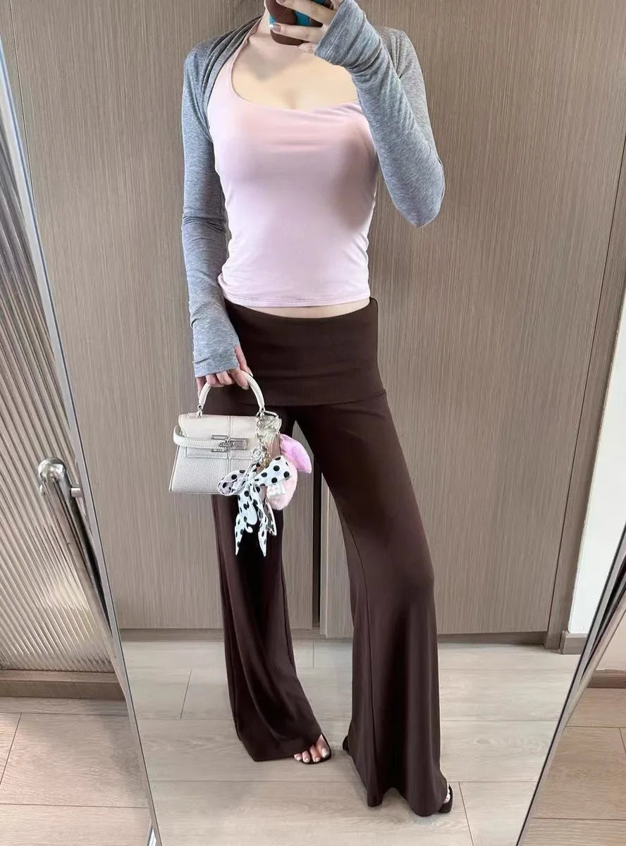 LIZAKOSHT  -  Women Long Sleeve Cropped "Take A Walk" Fitted Arm Warmers Tencel Wool Wrap Tee