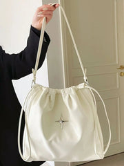 LIZAKOSHT  -  Cross High-capacity Drawstring Shoulder Bags Grunge Simple All Match Women's Handbags Japanese Fashion Trendy Casual Tote