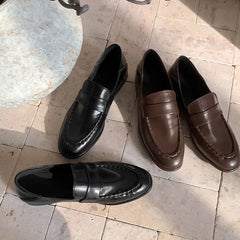 LIZAKOSHT  -  Fashion Women's Shoes New High Quality Genuine Leather loafers Round Head Low Heel Leather Shoes Casual Women's Shoes