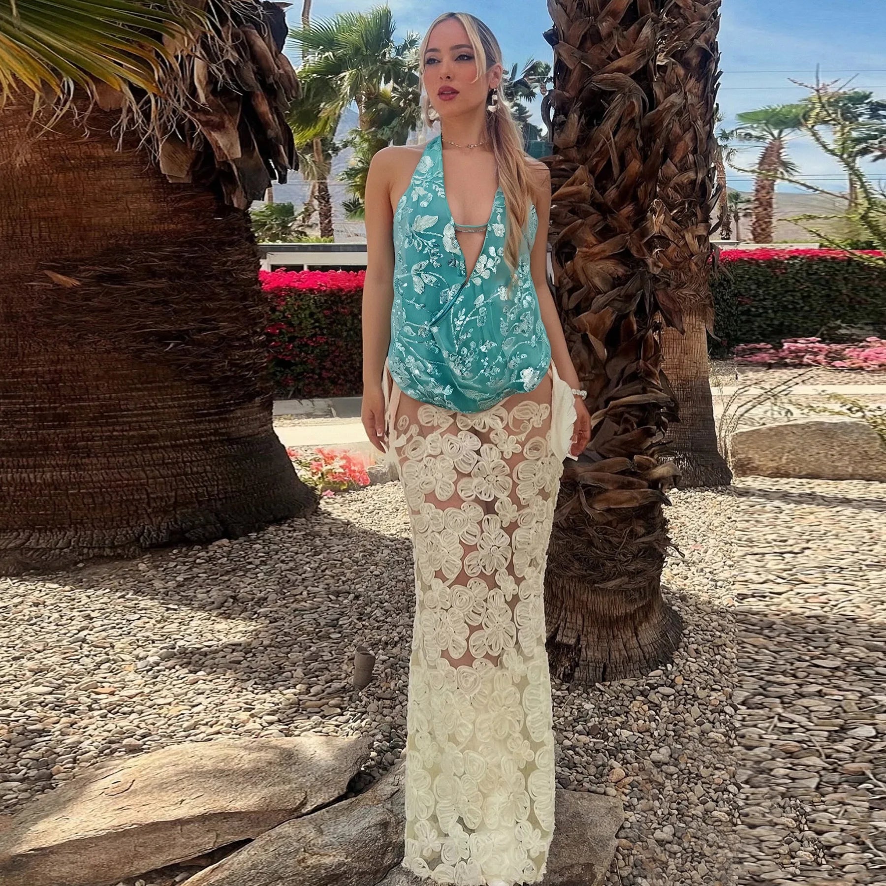 LIZAKOSHT  -  Sexy Sequin Backless Crop Top for Women Sleeveless Hollow Out Tie-Up Glitter Cami Tank for Summer Holiday Beach Party