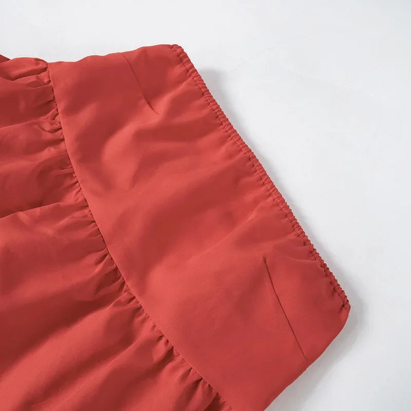 LIZAKOSHT  -  Elegant Solid Strapless Dress Women's Sleeveless Beach Vacation Short Dress Splice Off Shoulder Loose High Waist Clothing