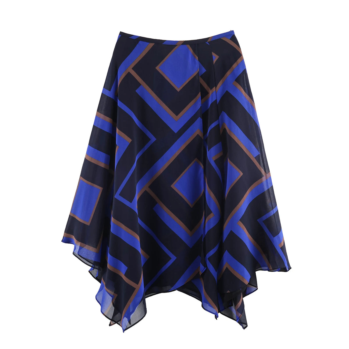 LIZAKOSHT  -  European and American style spring new product women's double breasted slit printed asymmetric skirt