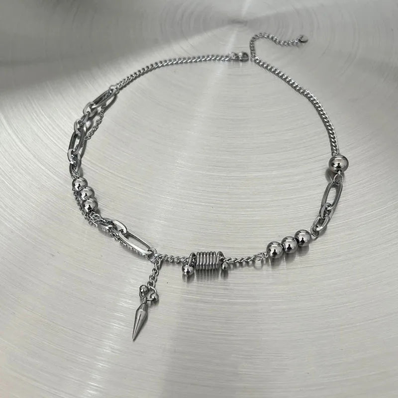 LIZAKOSHT  -  Punk Stainless steel New Rivet Pendant Necklace For Men Splicing Clavicle Sweater Chain Jewelry Hip-Hop Accessories