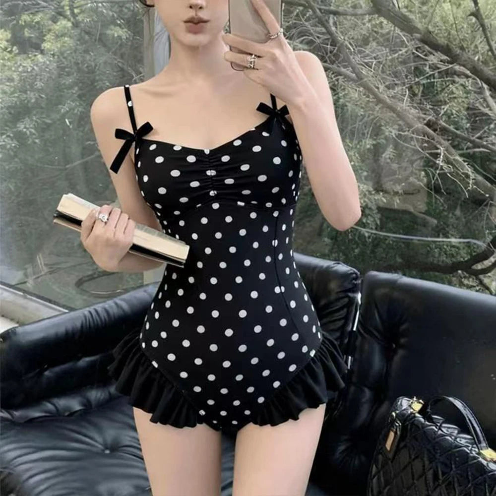 LIZAKOSHT  -  Korean Version Women's One-Piece Swimsuit Triangle High-End Exquisite Swimsuit Hot Spring New Sweet Girl Beach Vacation Bikini