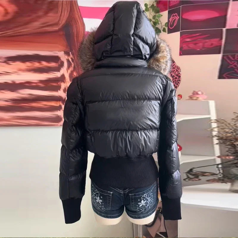 LIZAKOSHT  -  Elegant High Quality Thicken Padded Jacket Faux Fur Collar Hooded Zipper Casual Coat New Lady Winter Daily Commute Outwears