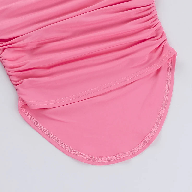 LIZAKOSHT  -  Elegant Women's Clothing Off Shoulder Slash Neck Solid Irregular Pleated Summer Daily T-shirt Sleeveless Y2k Slim Tops