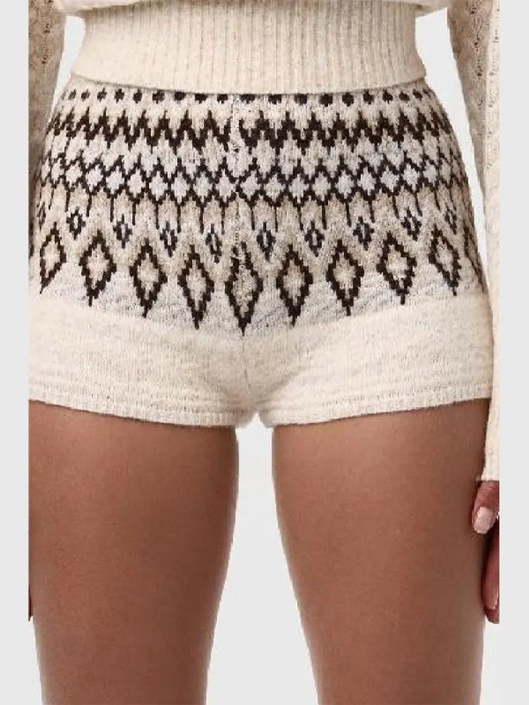 LIZAKOSHT  -  Bohemian Vacation Style Knitted Sweater Shorts Set Soft Slim Tops Elastic Waist Skinny Pants Lady Fashion Boutique Streetwears