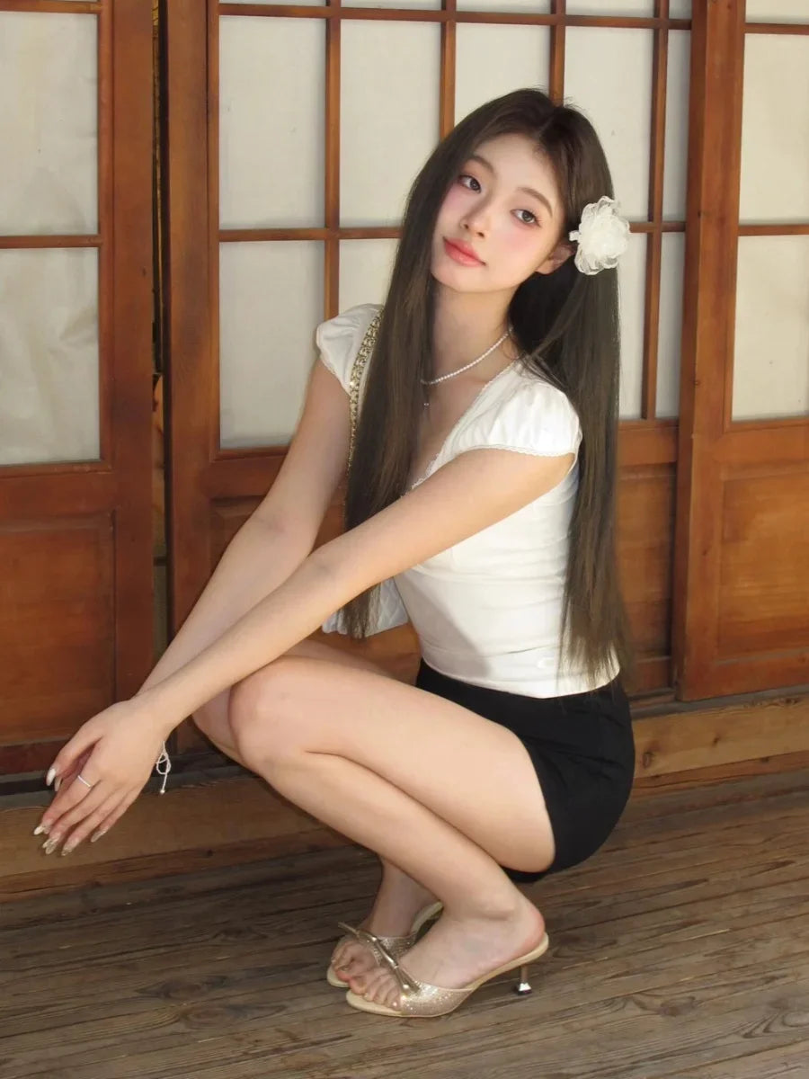 LIZAKOSHT  -  Water Diamond One Line Sandals for Women's Summer New High Heels Slim Heel Round Head Bow Slippers