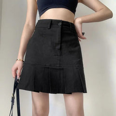 LIZAKOSHT  -  Pleated Skirt High Waist Slim Versatile Slim College Style Age-Reducing Girl Youthful Artistic Fresh Solid Color Skirt For Women