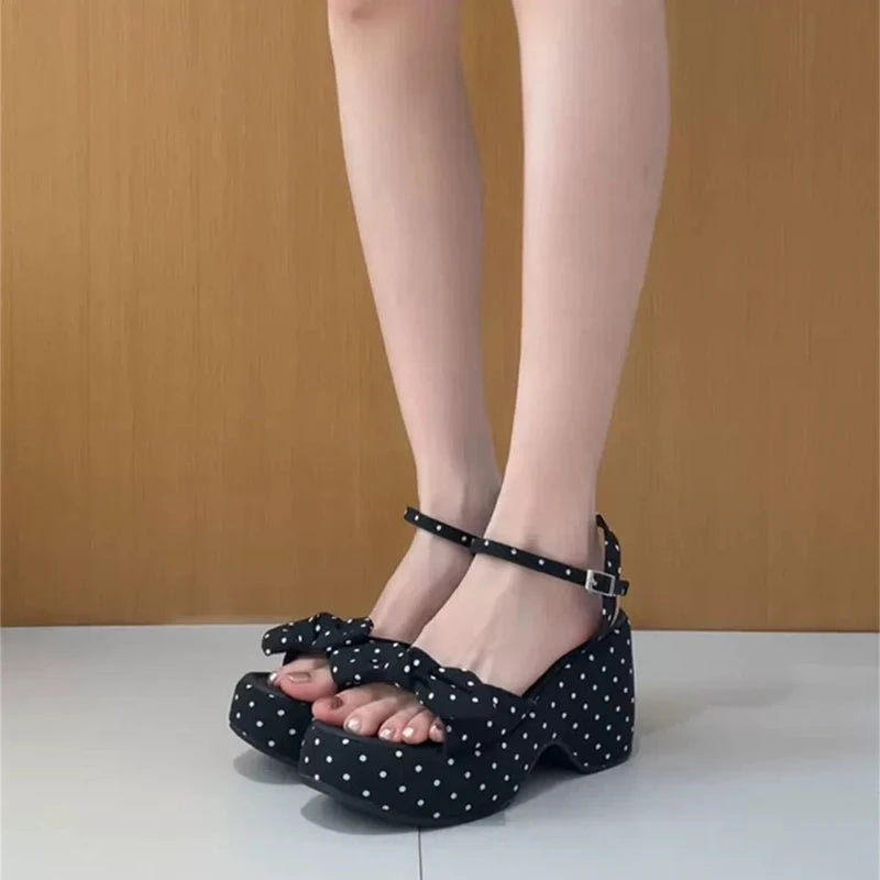 LIZAKOSHT  -  New Summer Women Floral Platform Thick Bottom Sandals Fashion Open Toe Party Dress Shoes Street Style Wedges Heels Sandalias