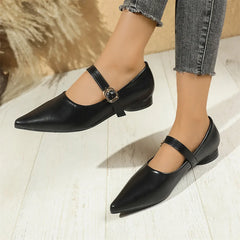 LIZAKOSHT  -  Plus Size 43 Vintage Pointed Toe Mary Jane Shoes Women Basic Black Low Heel Comfy Walk Flats Office Lady Shoes Daily Life