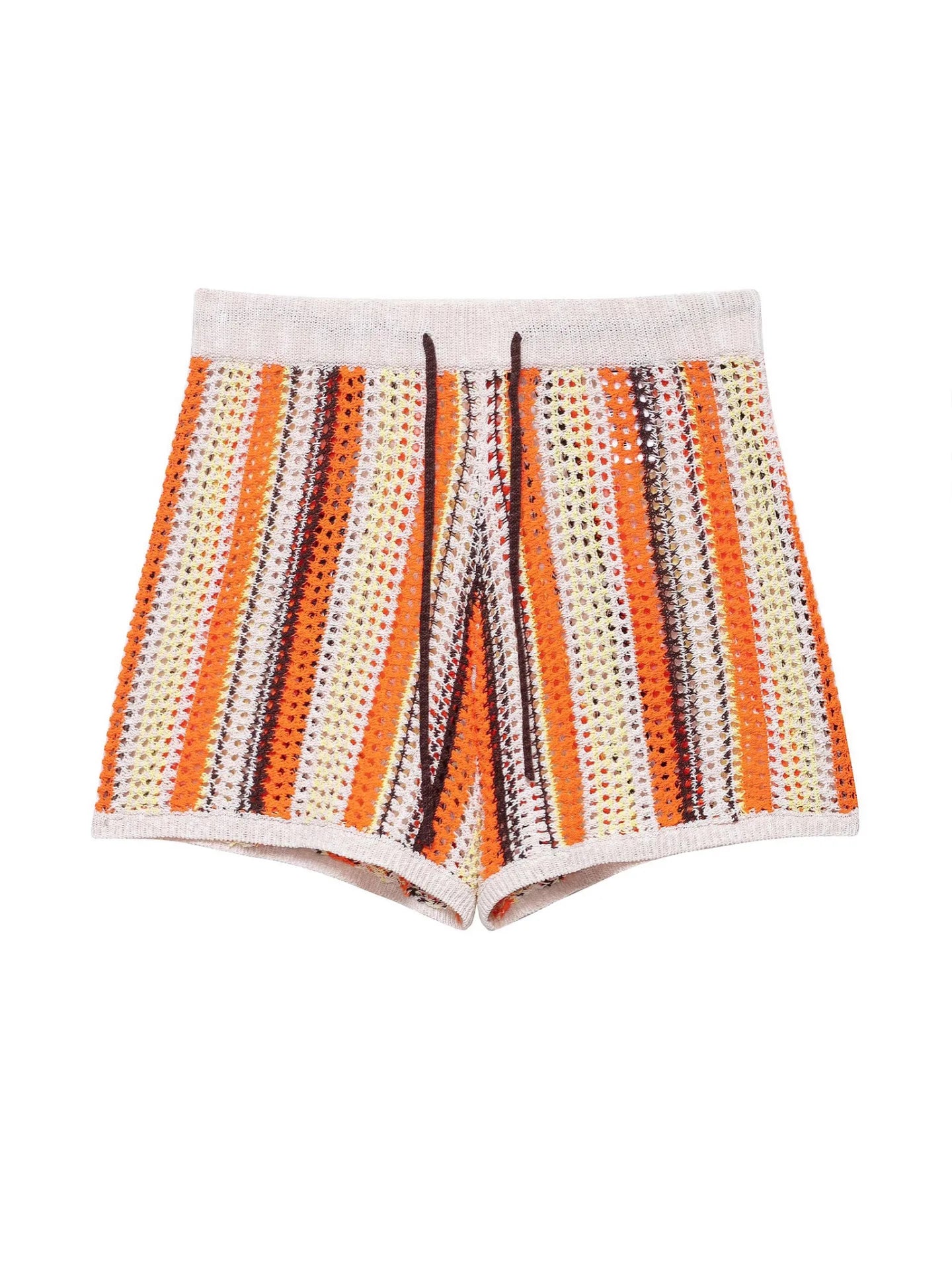 LIZAKOSHT  -  Casual Knitted Drawstring Stripe Shorts Women's Comfortable Spring New Style Breathable Elastic Waist Three-quarter Length Pants