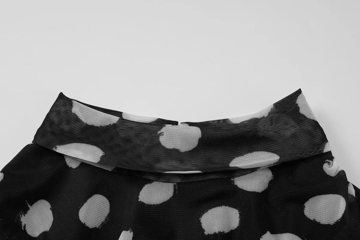 LIZAKOSHT  -  Women Sleeveless Polka Dot Mesh Tank Dress Ladies Chic Half High Collar High Waist Bodycon Short Party Dresses Streetwear