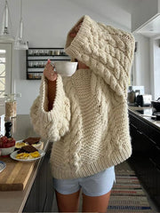 LIZAKOSHT  -  Chic Elegant Women's Fried Dough Twists Sweater Casual Fashion Long Wide Sleeved Thicken Jumper Female Autumn Warm Knitwear
