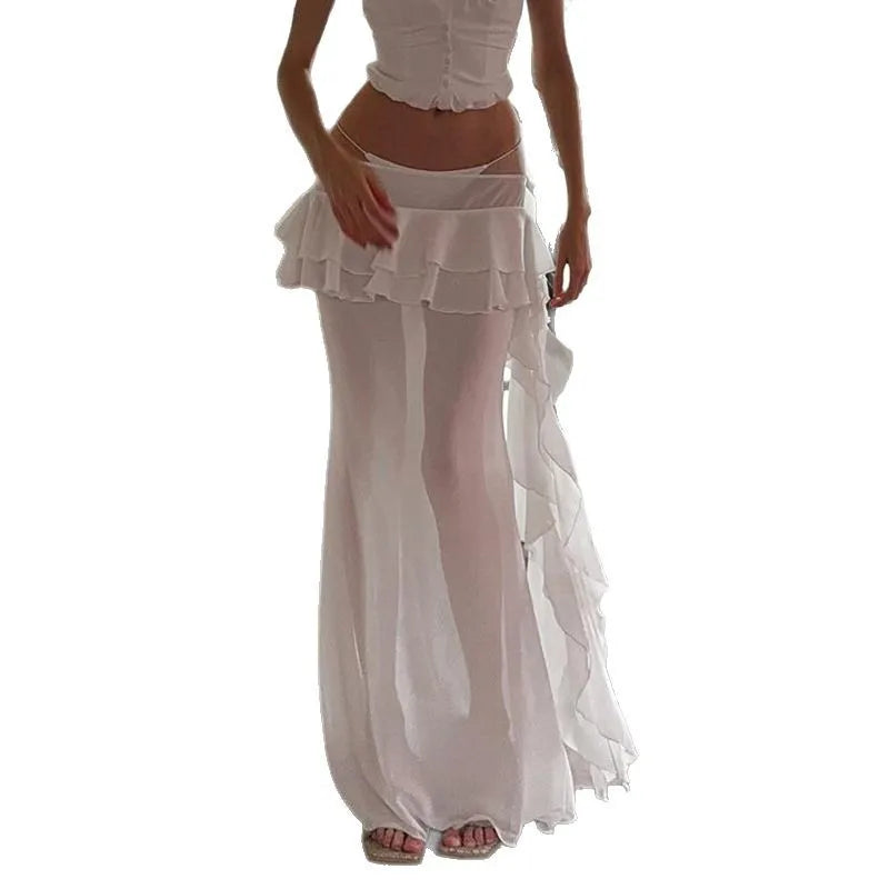 LIZAKOSHT  -  Summer Perspective Sexy Lotus Leaf Edge Splicing Long Dress