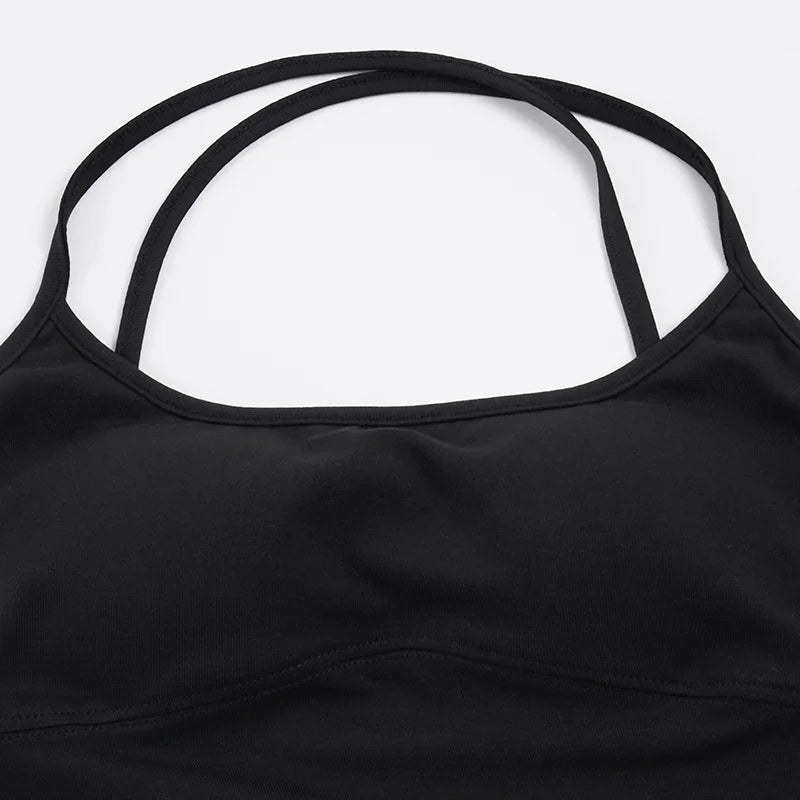 LIZAKOSHT  -  Simple Black Sexy Cross Halter Chest Padded Suspender Versatile Base Top