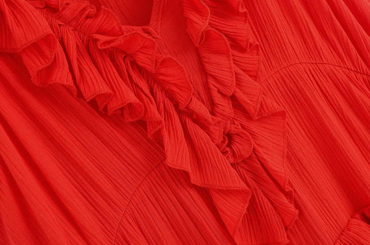 LIZAKOSHT  -  Elegant Layered Ruffle Dress Women 2025 New Summer Loose Sexy V-neck Sleeveless A-line Mini Dresses Vacation Party Evening Dress