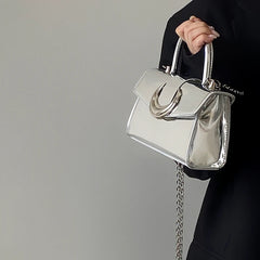 LIZAKOSHT  -  Casual Korean Style Handbag Solid Color Pu Leather Chain Fashion Shoulder Bag 2024 Spring Classic Vintage Crossbody Bag