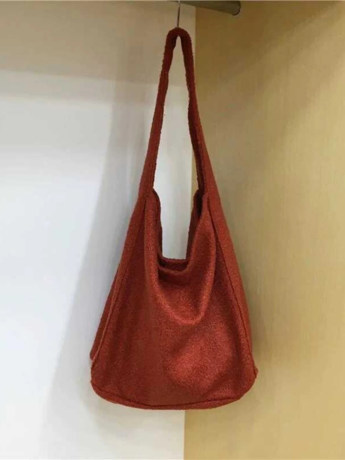 LIZAKOSHT  -  Autumn New Ins Style Woolen Red Tote Bag Causal Korean Fashion One Shoulder Bags for Women
