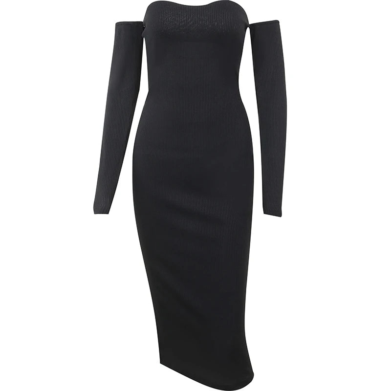 LIZAKOSHT  -  Sexy Hip Long Sve Strapl Dr High Waist Street Sle Polyester Fabric Autumn Faion for Women 25-29 Years Old