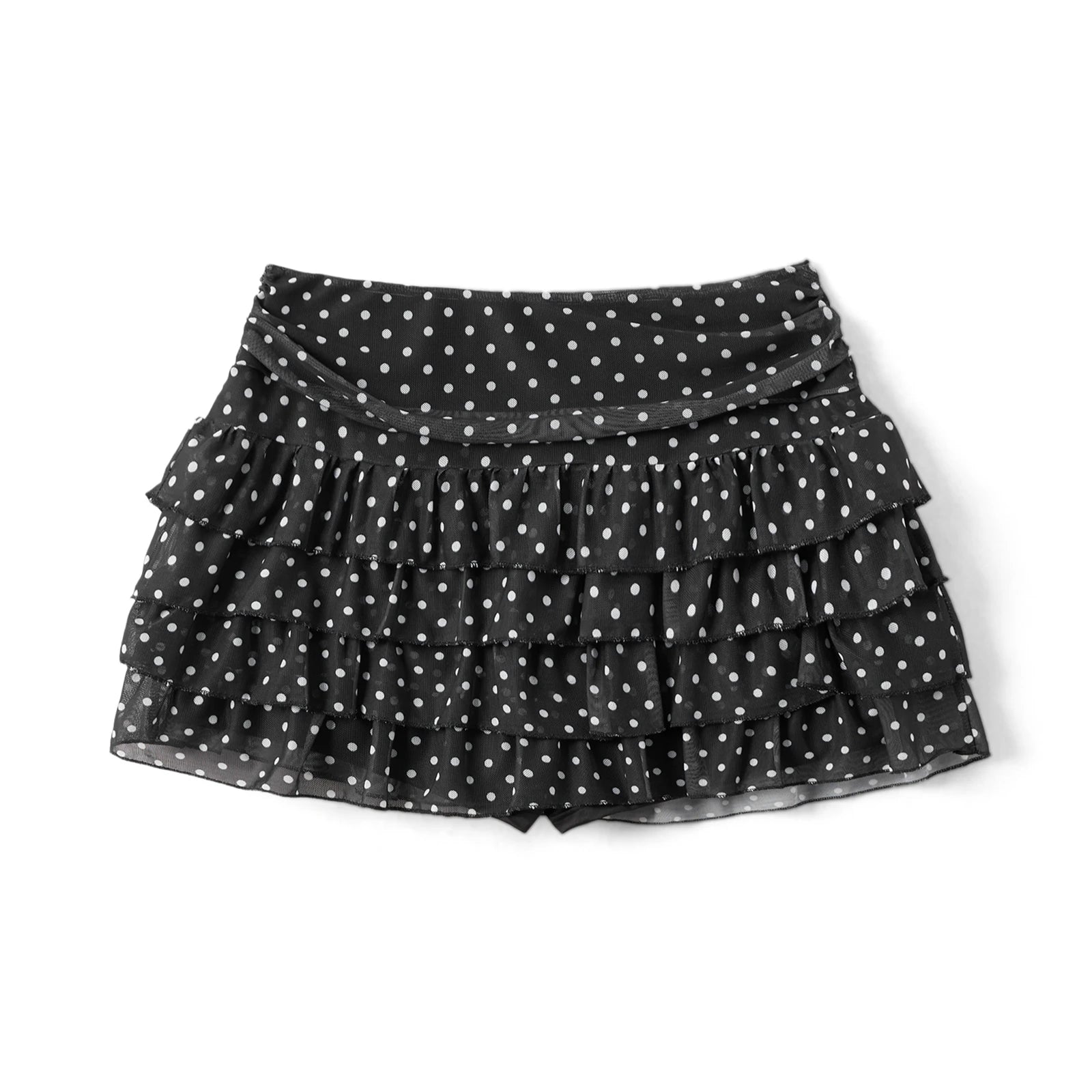 LIZAKOSHT  -  Women's Summer Dot Print Mini Skirt Casual Stylish High Waist Ruffled Layered Short Skirts for Club Gothic