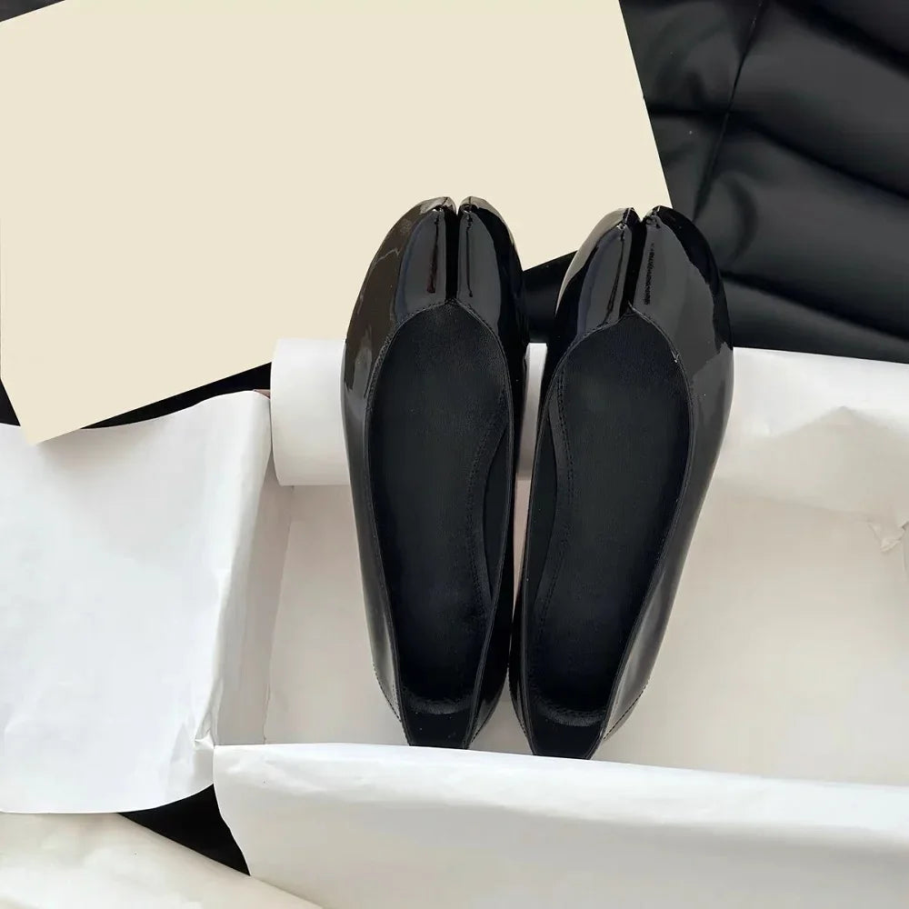 LIZAKOSHT  -  Spring Fashion Designer Clip Toe Patent Leather Women Pumps Elegant Sandals Flat Heels Comfortable Casual Mules Shoes