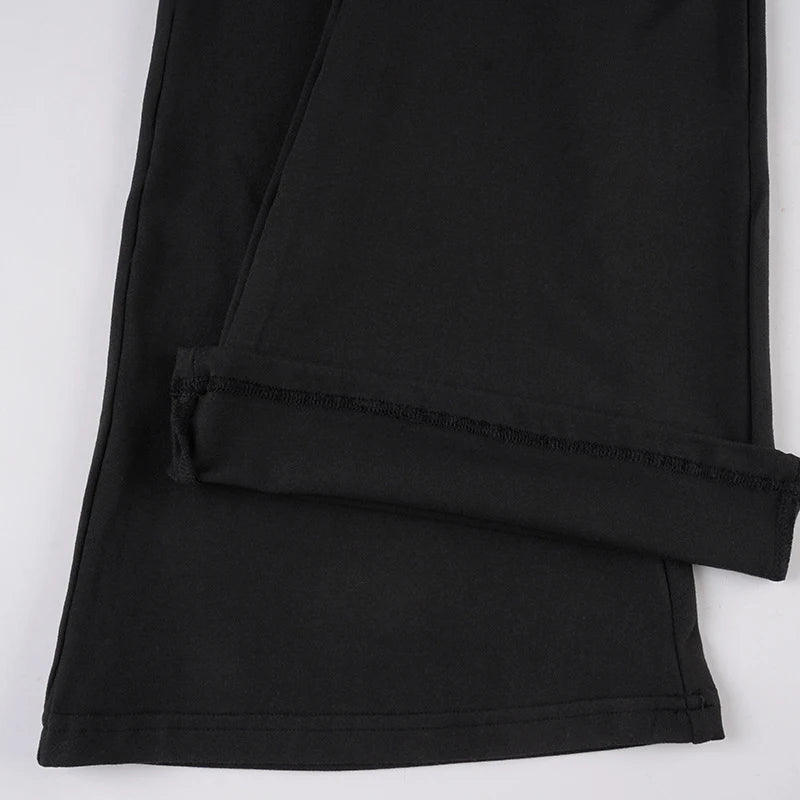 LIZAKOSHT  -  Y2K Cute Casual Skinny Ruffles Pleated Design High Waisted Knitting Flare Pants Contrasting Color Bottoms Hottie Streetwear