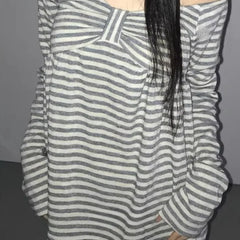 LIZAKOSHT  -  Spring Autumn T Shirt for Women Bows Stripes Y2k Clothes Ropa De Mujer Japanese Style Vintage Slash Neck Tees