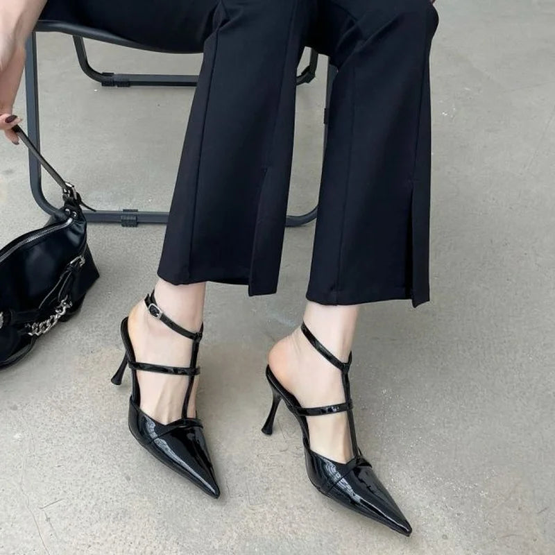 LIZAKOSHT  -  New Women Close Toe Sandals,Sexy Summer High Heels Shoes,Ankle Strap,Mid Hollow Out,34-39,Red,Black,White,Dropship