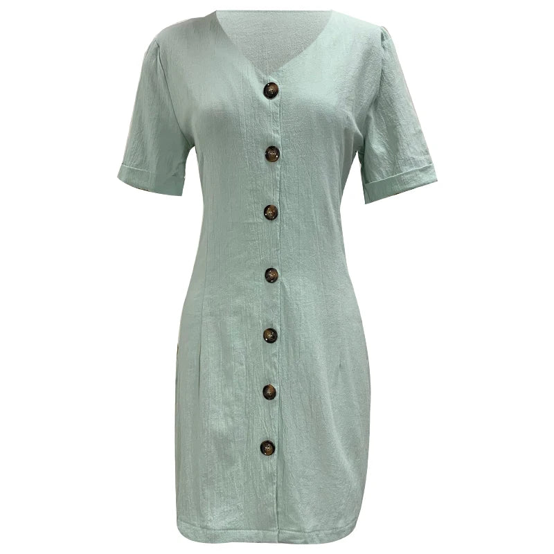 LIZAKOSHT  -  Summer Street Sle V-Ne Single Button Open Cardigan Dr ort Sve Wrap around Skirt Women's Faion Pure Color