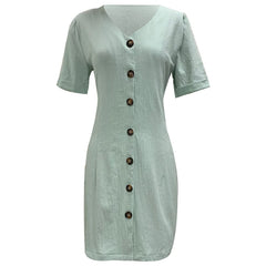 LIZAKOSHT  -  Summer Street Sle V-Ne Single Button Open Cardigan Dr ort Sve Wrap around Skirt Women's Faion Pure Color