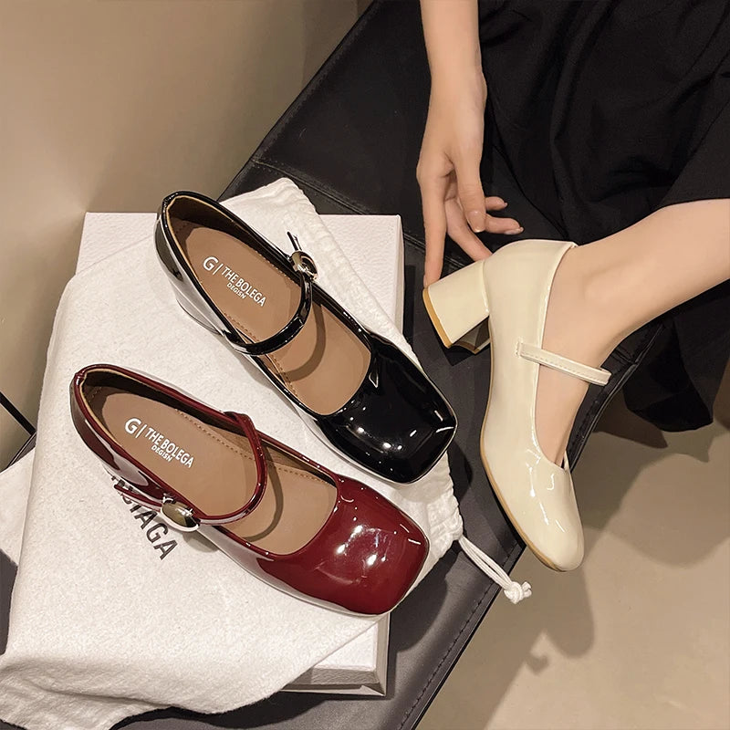 LIZAKOSHT  -  Shoes Summer High Heels Sandals Ladies Branded Pumps Square Toe Mary Jane Sweet Casual Spring African Fashion Latest Retro