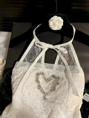 LIZAKOSHT  -  Summer New Lace Neck Hanging Strap Small Vest Sexy Desire Style Outer Wear Sexy Back White Top