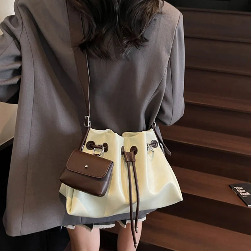 LIZAKOSHT  -  Women'S Drawstring Bucket Bag Fashion Casual Shoulder Bag Large Capacity Tote Bag Crossbody Bag Adjustable Shoulder Strap