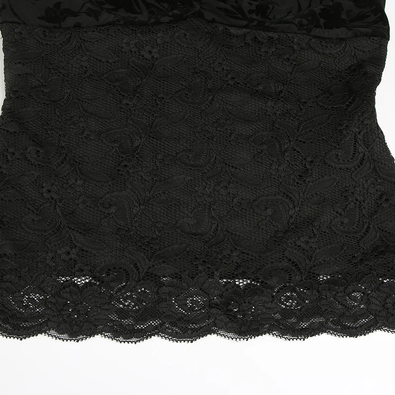 LIZAKOSHT  -  Sweetown Black Lace V-Neck Slim Fit Long Sleeve Women Blouses Sexy Hottie All-Match Chic Fashion Trendy Clothing