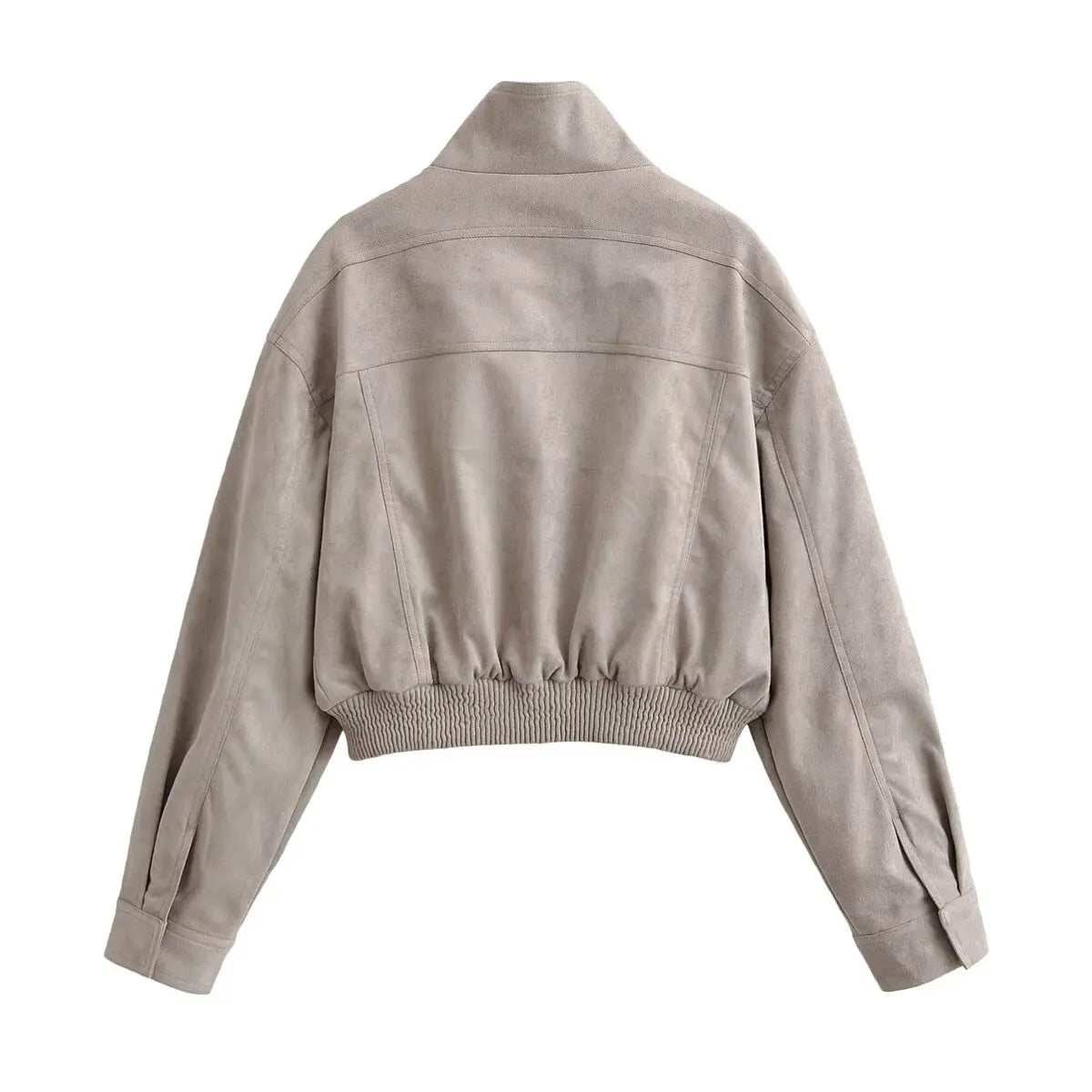 LIZAKOSHT  -  Vintage Stand Collar Women's Coat Full Sleeve Pocket Zippers Loose Lady Short Jackets Autumn Winter Female Streetwear