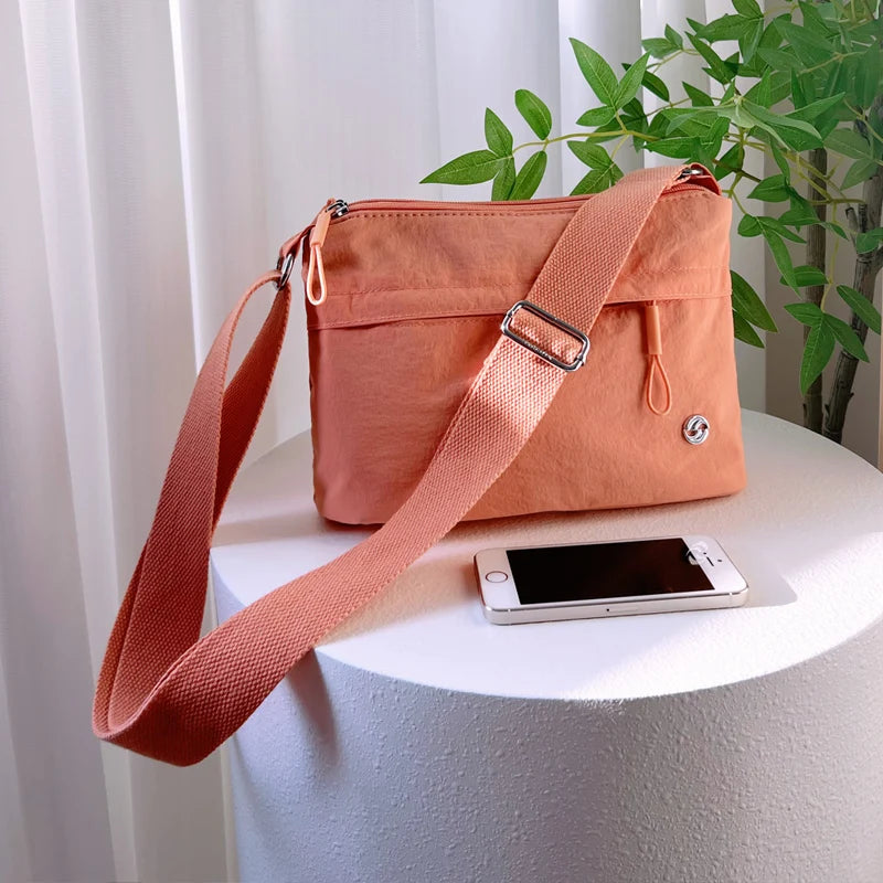 LIZAKOSHT  -  Waterproof Canvas Nylon Crossbody Bag Lightweight Faionable Mom Bag Leisure Walking oulder Bag Zipper Closure Soft Ox...