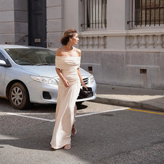 LIZAKOSHT  -  Women's Summer New One-Shoulder Elegant and Sexy Slim-Fit Pleated Bustier Dress