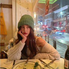 Lizakosht Winter Beanie Hat for Women Knit Cap Ins Fashion Keep Warm Wool Couple Cap Lady Thread Knitted Beanie Cold Twist Female Bonnet