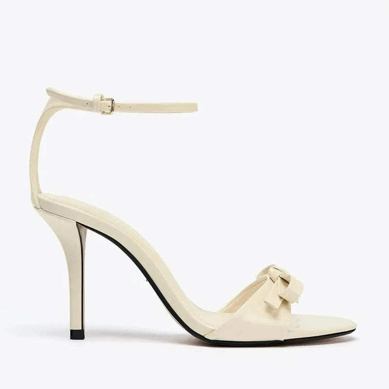LIZAKOSHT  -  Bowknot Elegant Thin Heels Sandals Women Open Toe Ankle Stra Concise Party Fashion Designer Wedding Shoes Sandalias De Mujer