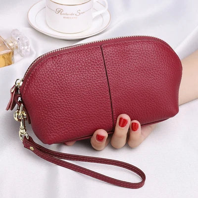 LIZAKOSHT  -  Leather women long wallet Zipper Wristlet Bag Lady Clutches Coin Purse Cowhide mobile phone bag evening party handbag