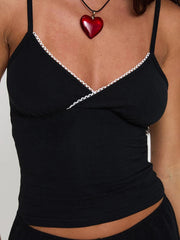 LIZAKOSHT  -  Black Ladies Nightie Set Sexy Spaghetti Strap Sleepwear Crop Top Pajamas Tank Tops Nightgowns Shorts Nightwear Suits