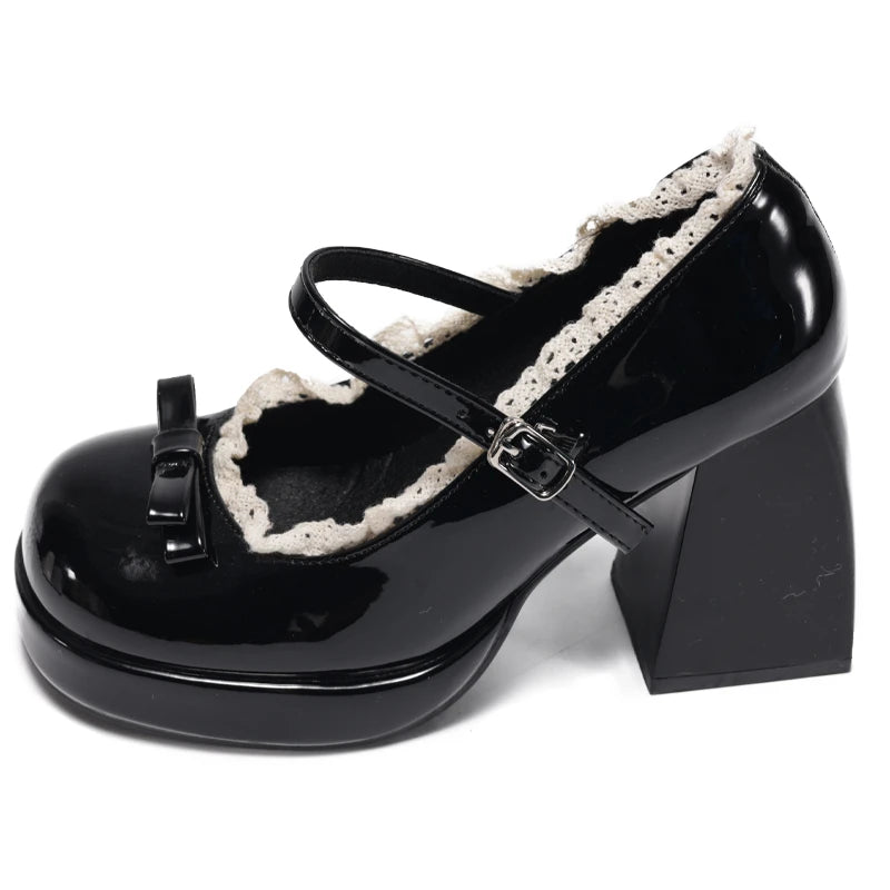 LIZAKOSHT  -  Designer Platform High Heel Women's Mary Jane Shoes Fashion Butterfly-knot Lace Shoes New Spring Autumn Wedding Party Shoes