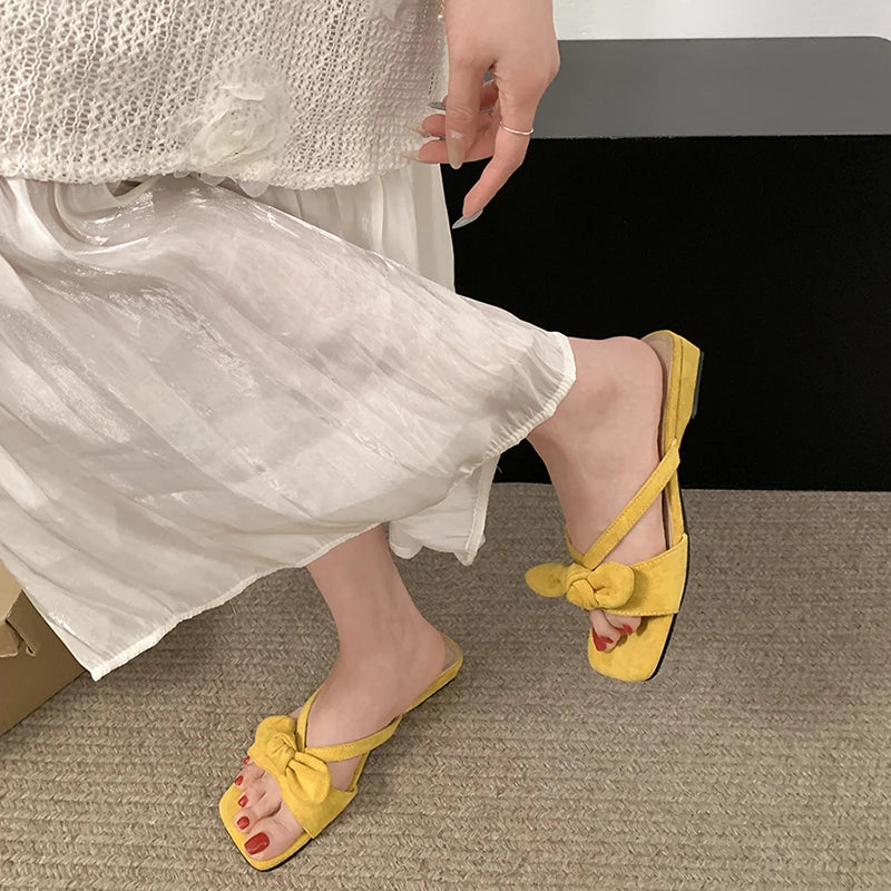 LIZAKOSHT  -  Designer Summer Women Fashion Butterfly-knot Slippers Casual Open Toe Beach Vacation Slides Party Dress Shoes
