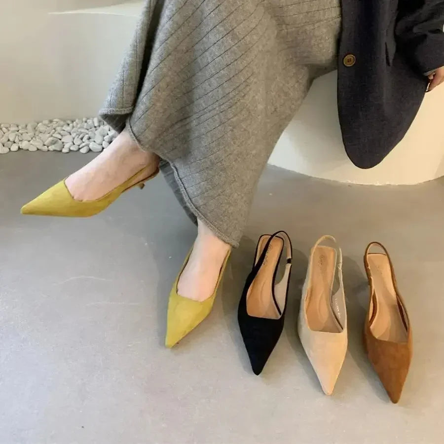 LIZAKOSHT  -  Pointed Toe Elegant Sandals Women Low-heel Office Women Shoes Retro Summer New Shoes Fashion Slingback Shoes Mules Pumps Woman