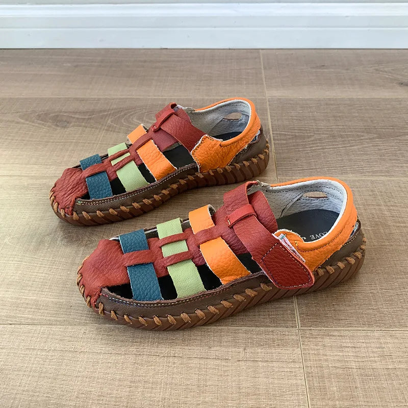 LIZAKOSHT  -  Ethnic Style Summer Women's Shoes Mixed Colors Comfortable Non-slip Thick Sole Flats New Casual Fashion Hiking Sandals