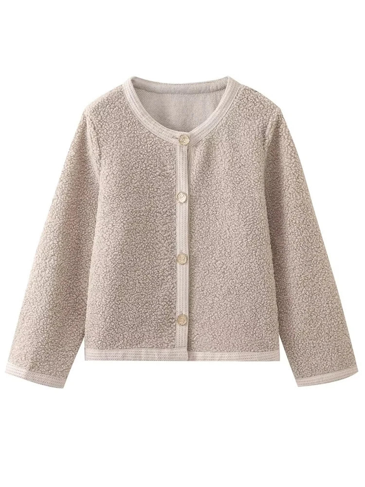 LIZAKOSHT  -  Faux Lambwool Coats Women Autumn Fashion Short Jacket Female Elegant Chic Single Breasted Outerwear Lady High Street Solid Coat